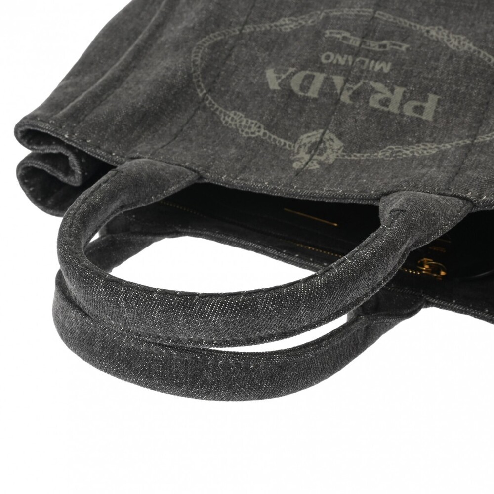 Prada Canapa Handbag Black Tote Denim - Picture 3 of 11